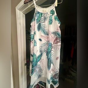 Green Leaf Print Dress